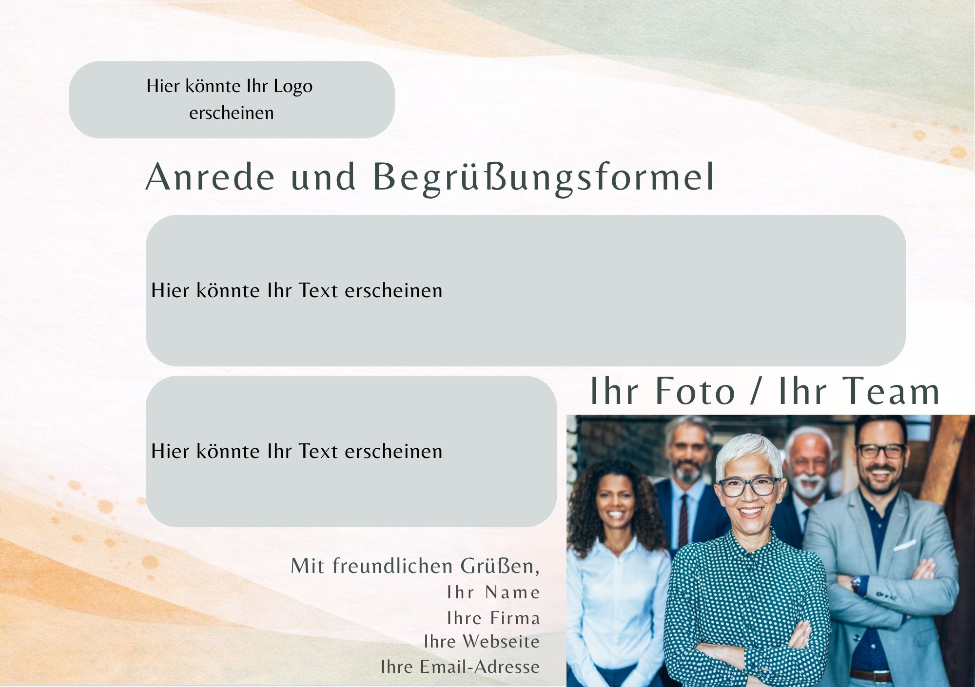 Beispiel für eine individuell gestaltbare Widmungsseite im DIN-A4-Querformat